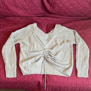 V-Neck Drawstring Ribbed Women's Sweater - Geay